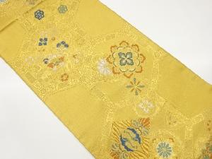 亀甲に華紋・花唐草模様織出し袋帯